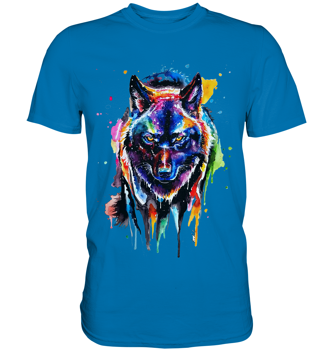 Bunter schwarzer Wolf - Premium Shirt