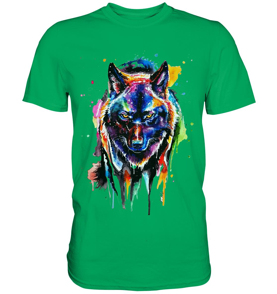 Bunter schwarzer Wolf - Premium Shirt