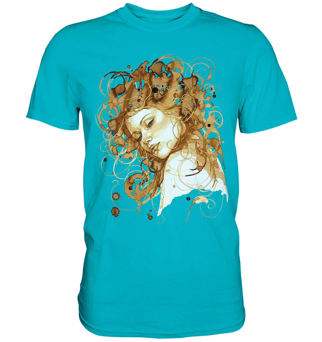 Kaffeemotiv Portrait mit goldenen Haaren - Premium Shirt