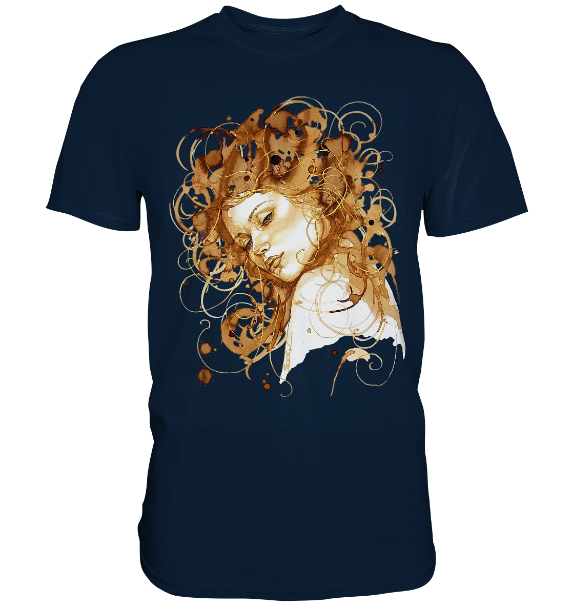 Kaffeemotiv Portrait mit goldenen Haaren - Premium Shirt