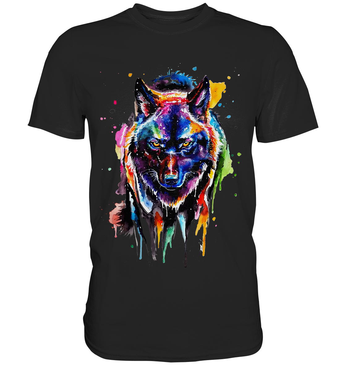 Bunter schwarzer Wolf - Premium Shirt