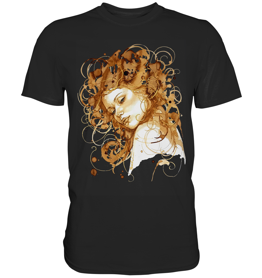 Kaffeemotiv Portrait mit goldenen Haaren - Premium Shirt