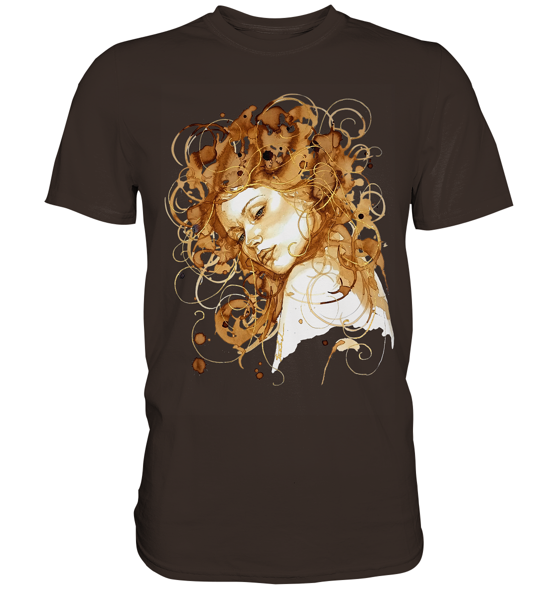 Kaffeemotiv Portrait mit goldenen Haaren - Premium Shirt