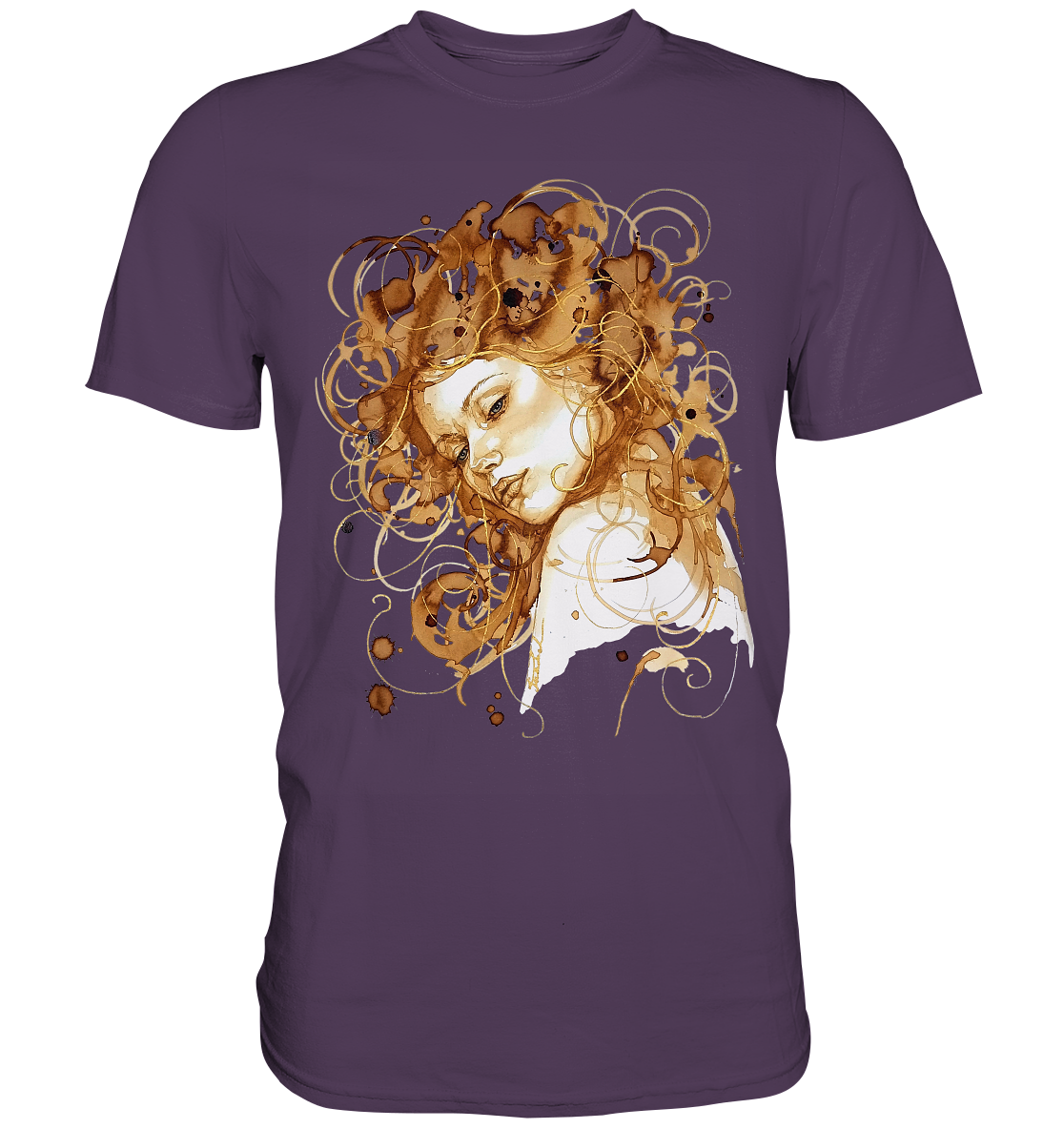 Kaffeemotiv Portrait mit goldenen Haaren - Premium Shirt