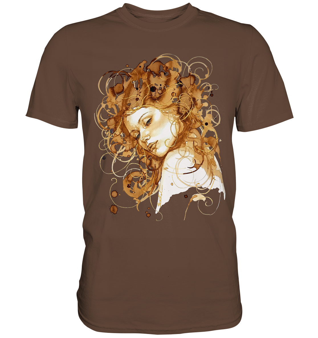 Kaffeemotiv Portrait mit goldenen Haaren - Premium Shirt