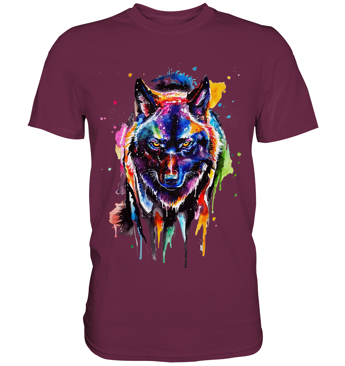 Bunter schwarzer Wolf - Premium Shirt