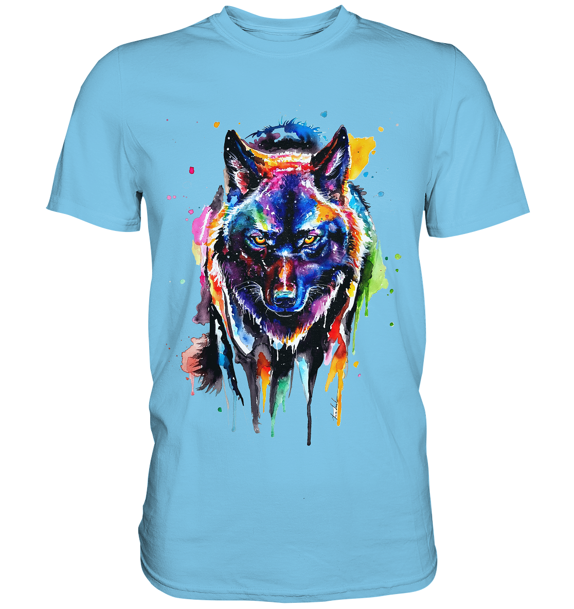 Bunter schwarzer Wolf - Premium Shirt