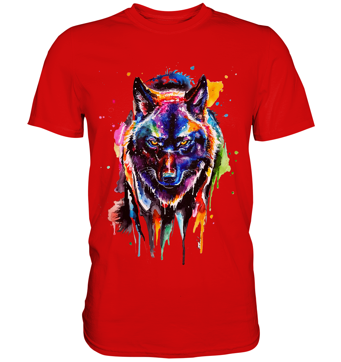 Bunter schwarzer Wolf - Premium Shirt