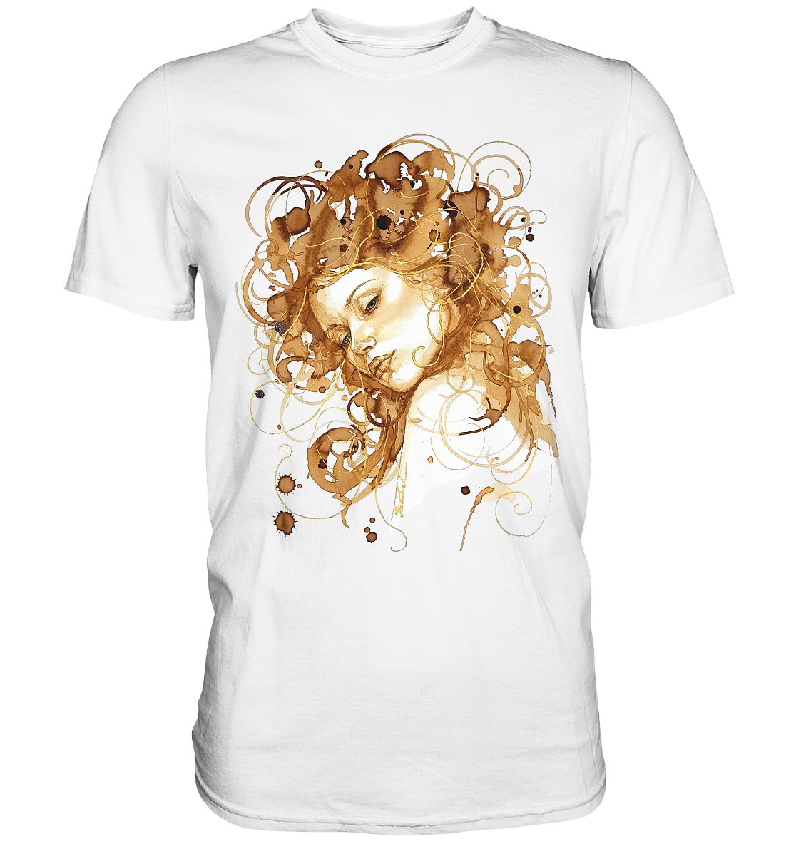 Kaffeemotiv Portrait mit goldenen Haaren - Premium Shirt