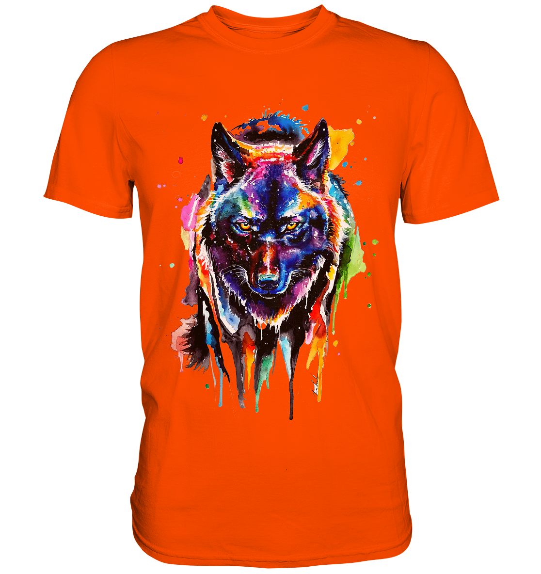 Bunter schwarzer Wolf - Premium Shirt