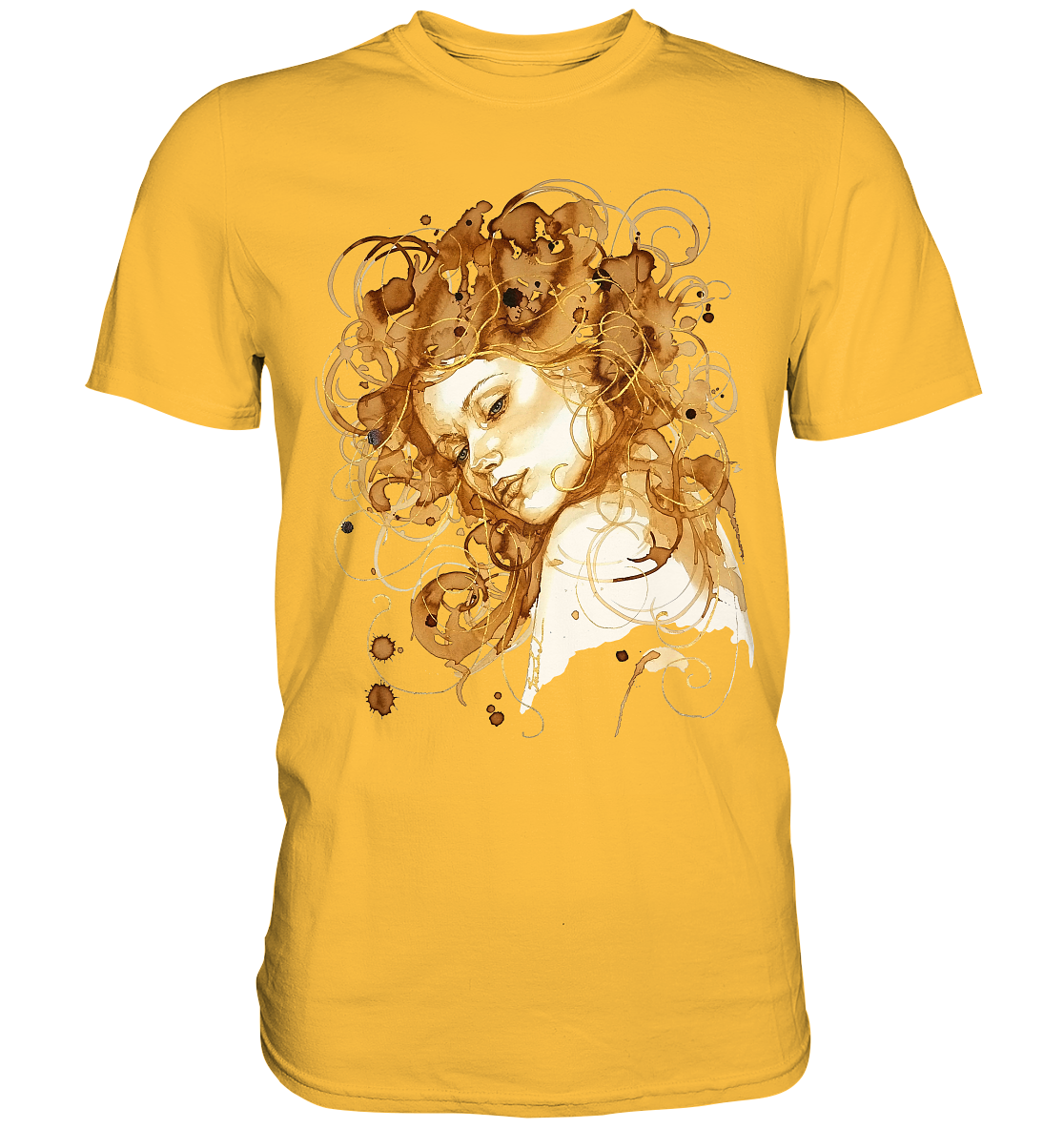 Kaffeemotiv Portrait mit goldenen Haaren - Premium Shirt