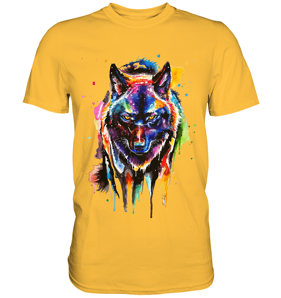 Bunter schwarzer Wolf - Premium Shirt