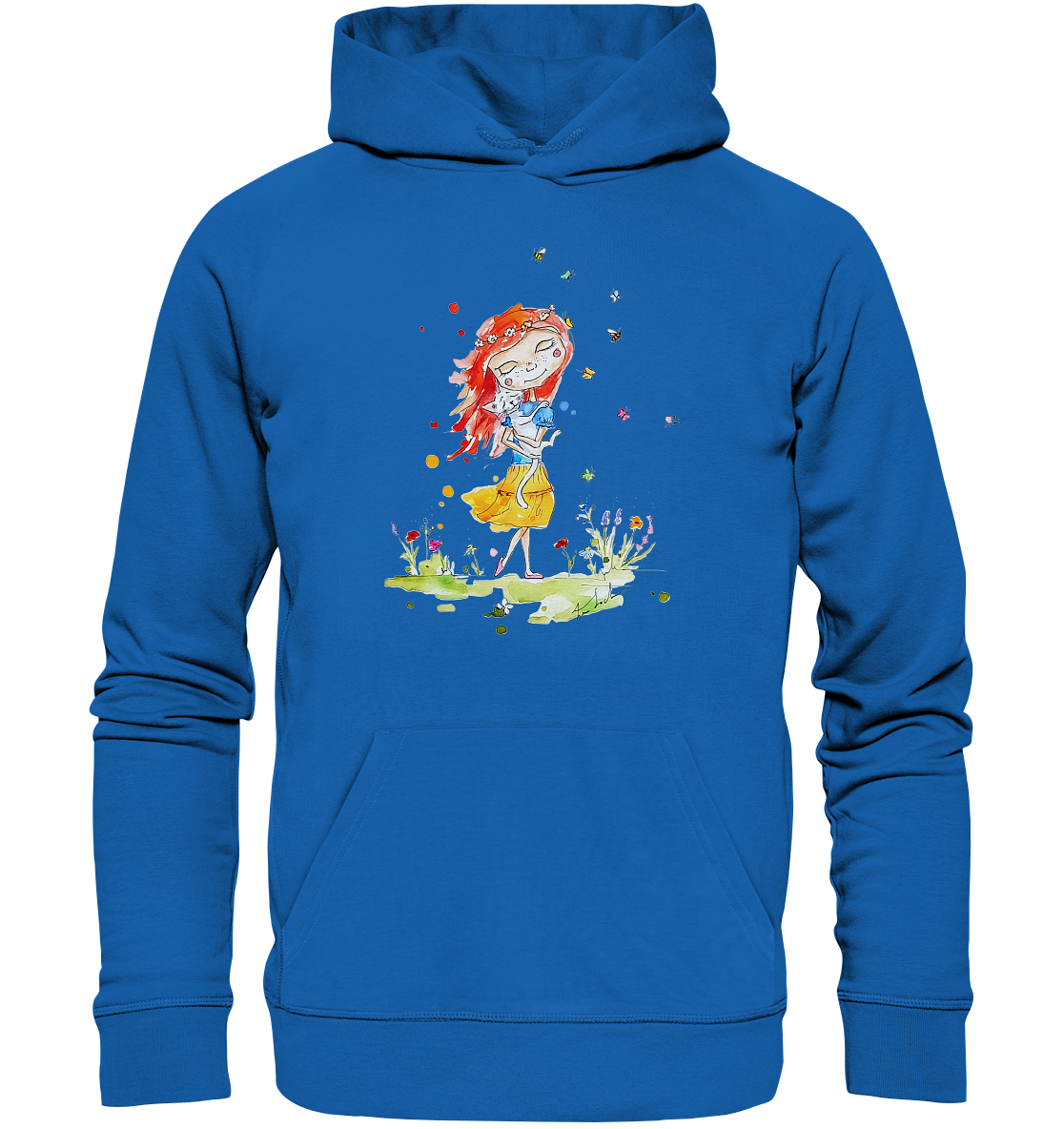 Sommerliches Mädchen mit Katze - Premium Unisex Hoodie