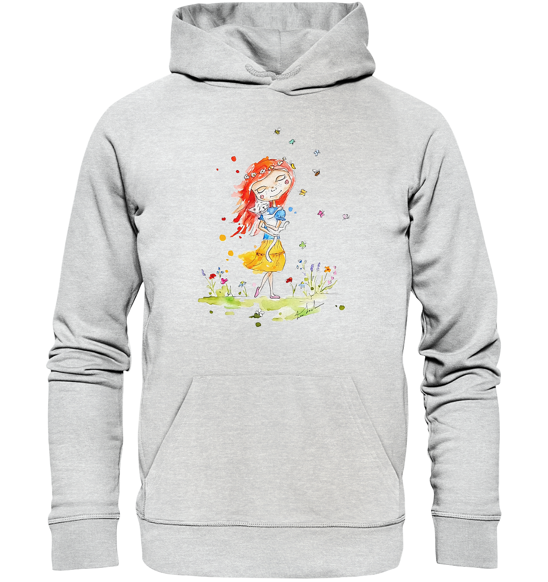 Sommerliches Mädchen mit Katze - Premium Unisex Hoodie