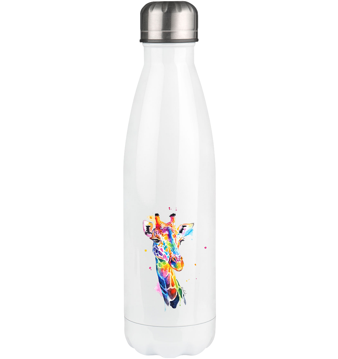 Motiv farbenfrohe Giraffe - Thermoflasche 500ml