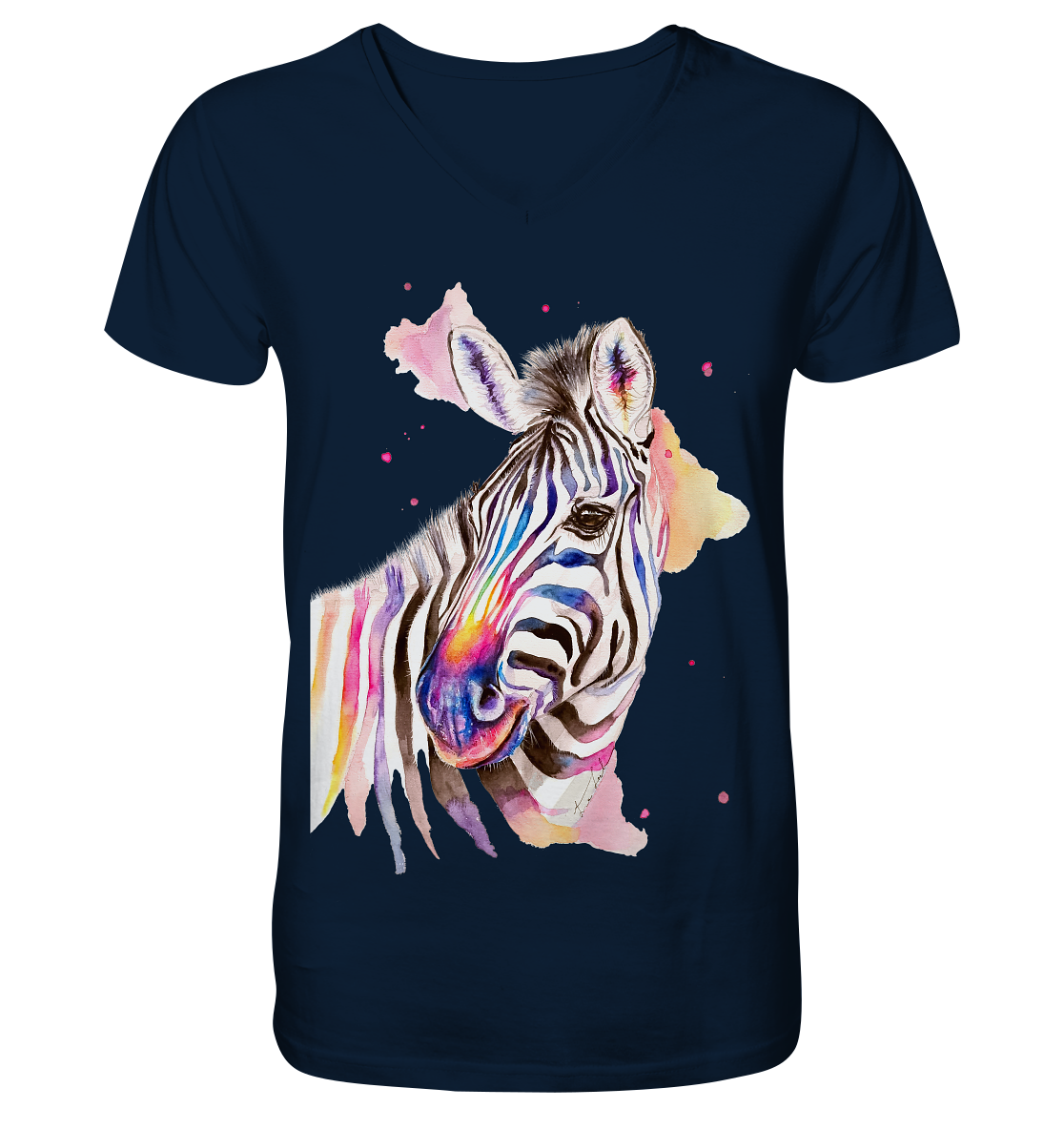 Buntes Zebra - V-Neck Shirt