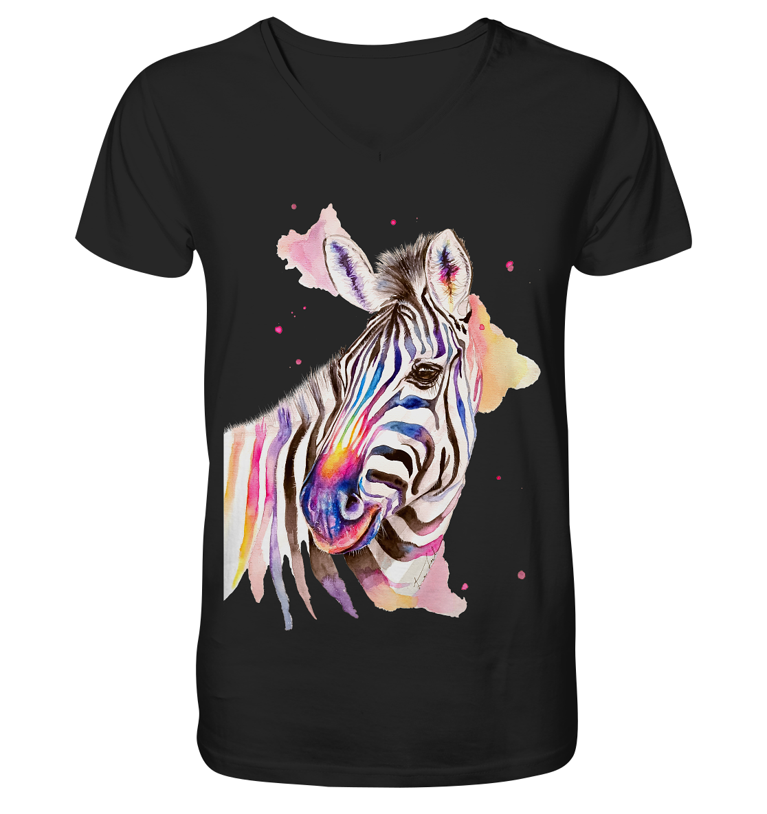 Buntes Zebra - V-Neck Shirt