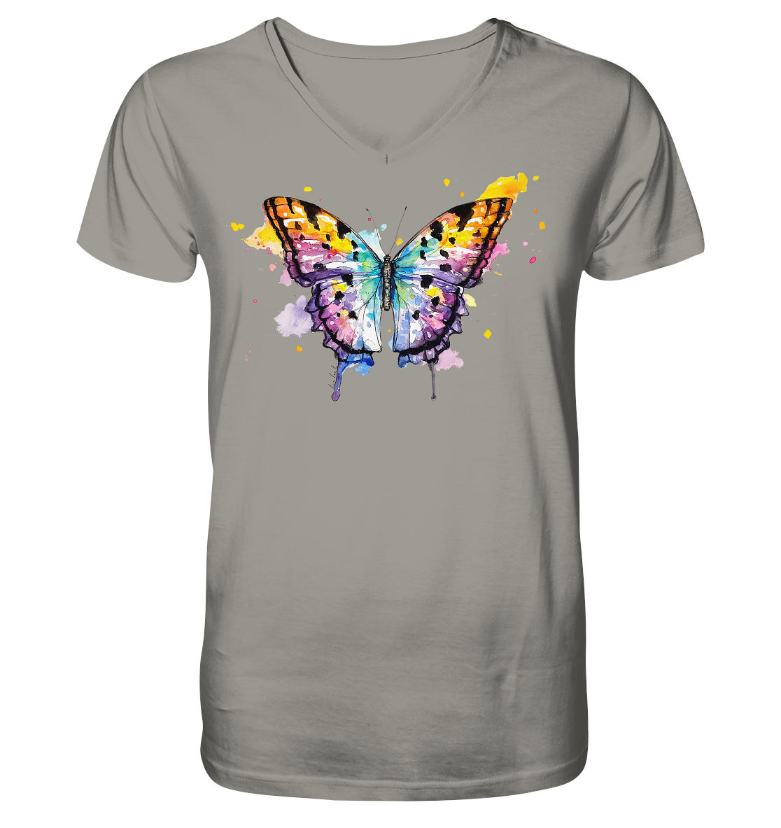 Bunter Schmetterling - V-Neck Shirt