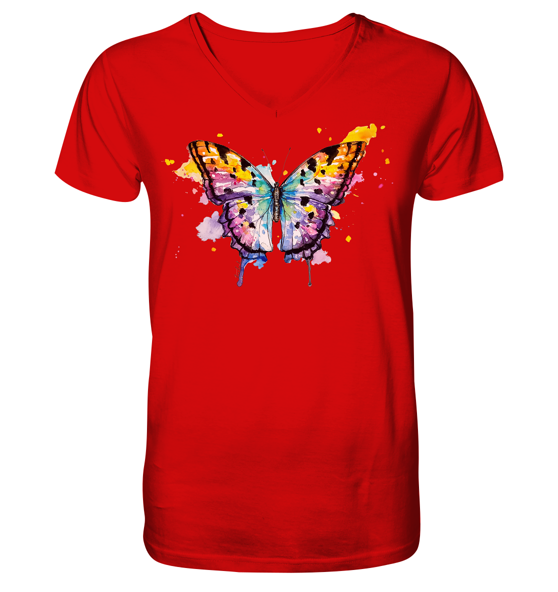 Bunter Schmetterling - V-Neck Shirt