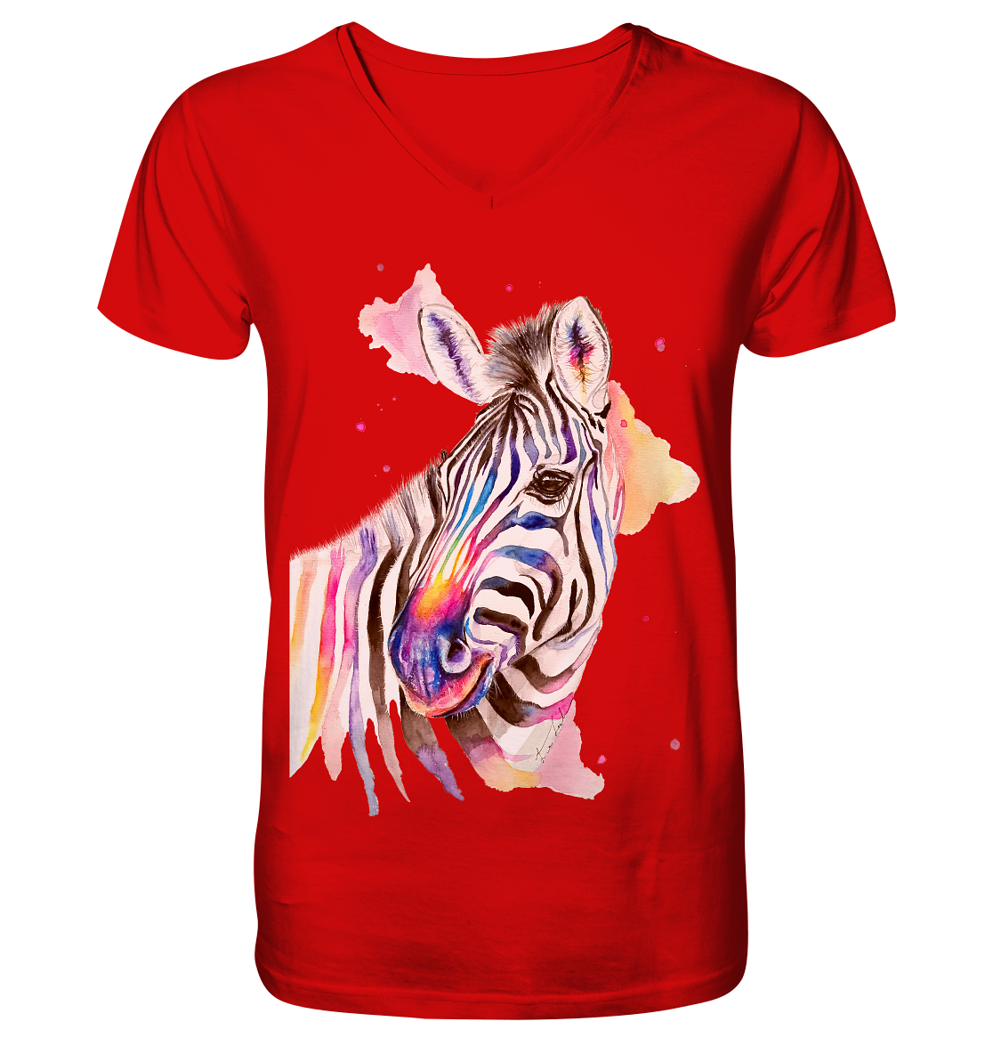 Buntes Zebra - V-Neck Shirt