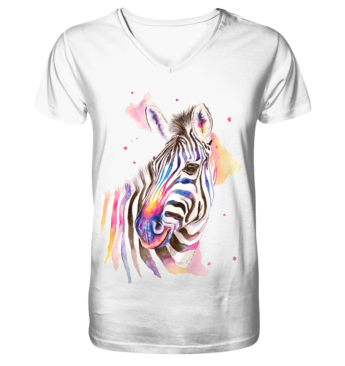 Buntes Zebra - V-Neck Shirt