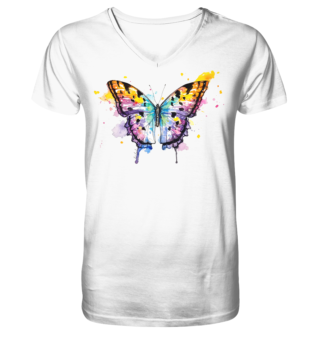 Bunter Schmetterling - V-Neck Shirt