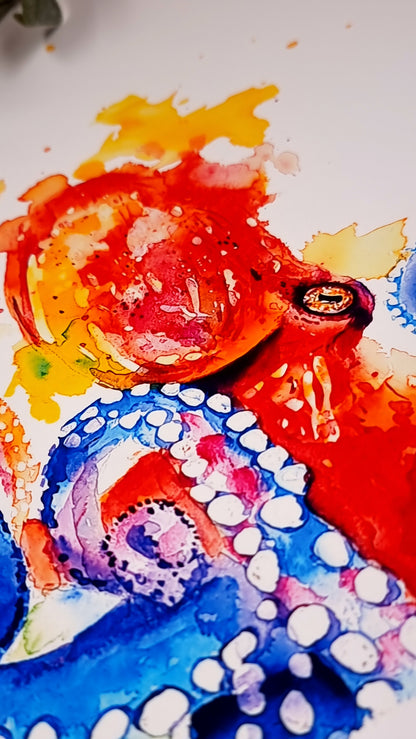 Oktopus in Aquarell - Kunstdruck - Paul