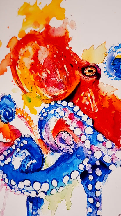 Oktopus in Aquarell - Kunstdruck - Paul