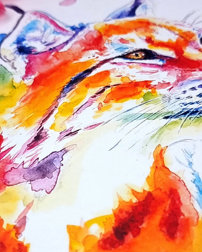 Farbenfroher Luchs in Aquarell - Kunstdruck - Luchs Phileas