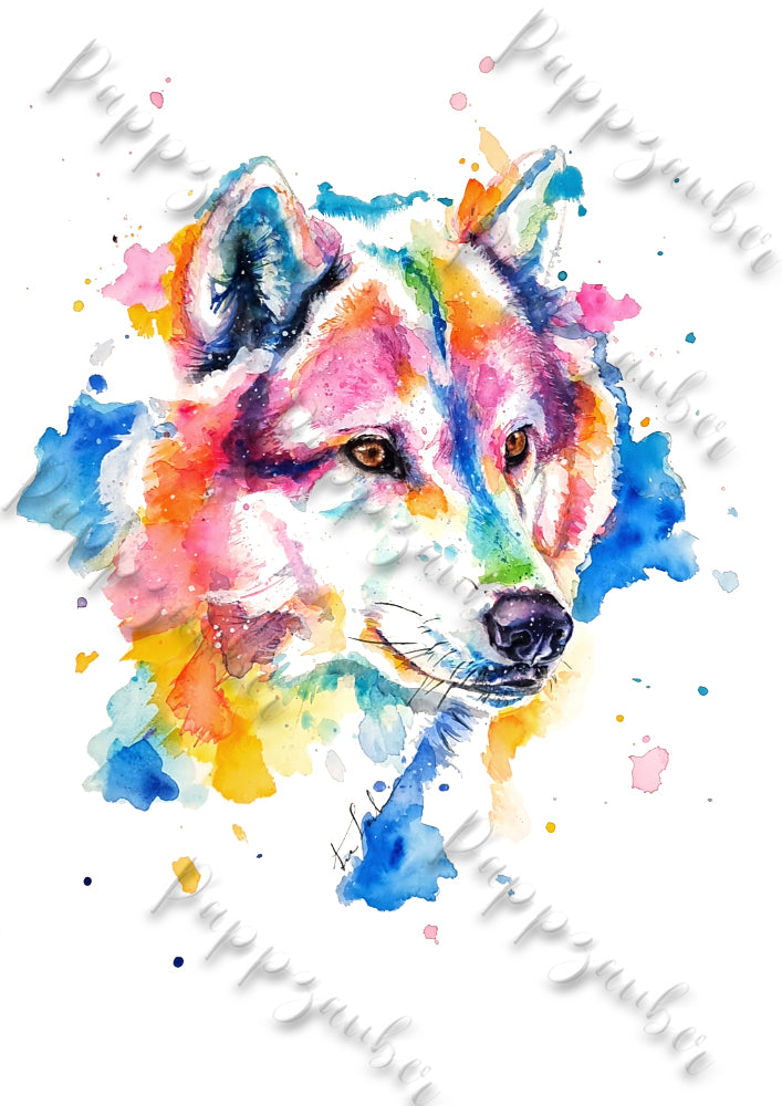 Wolf in Aquarell - Kunstdruck - Suna